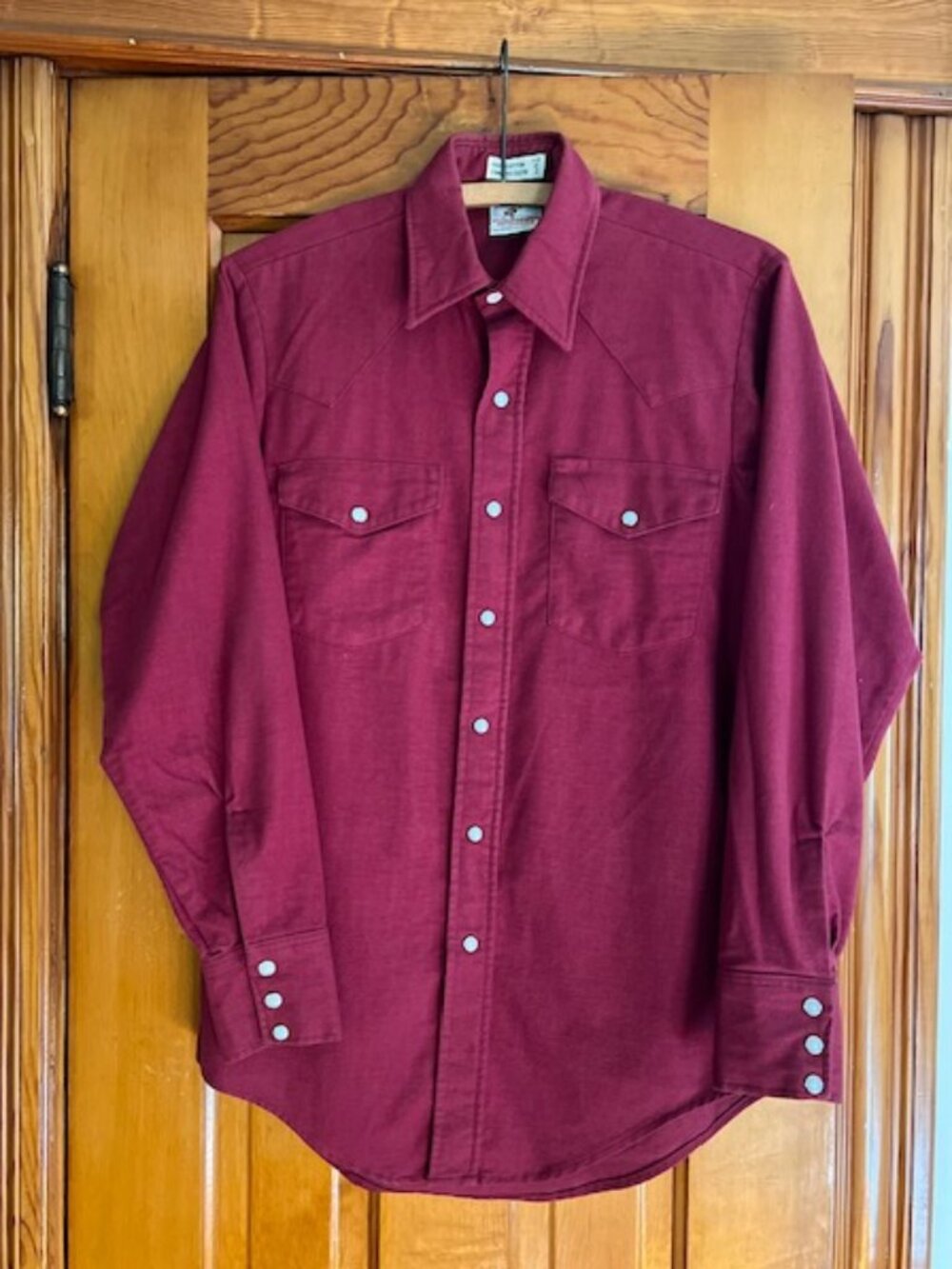 VTG Prentiss Outdoors Signature Western Pearl Snap Chamois Shirt Men Small